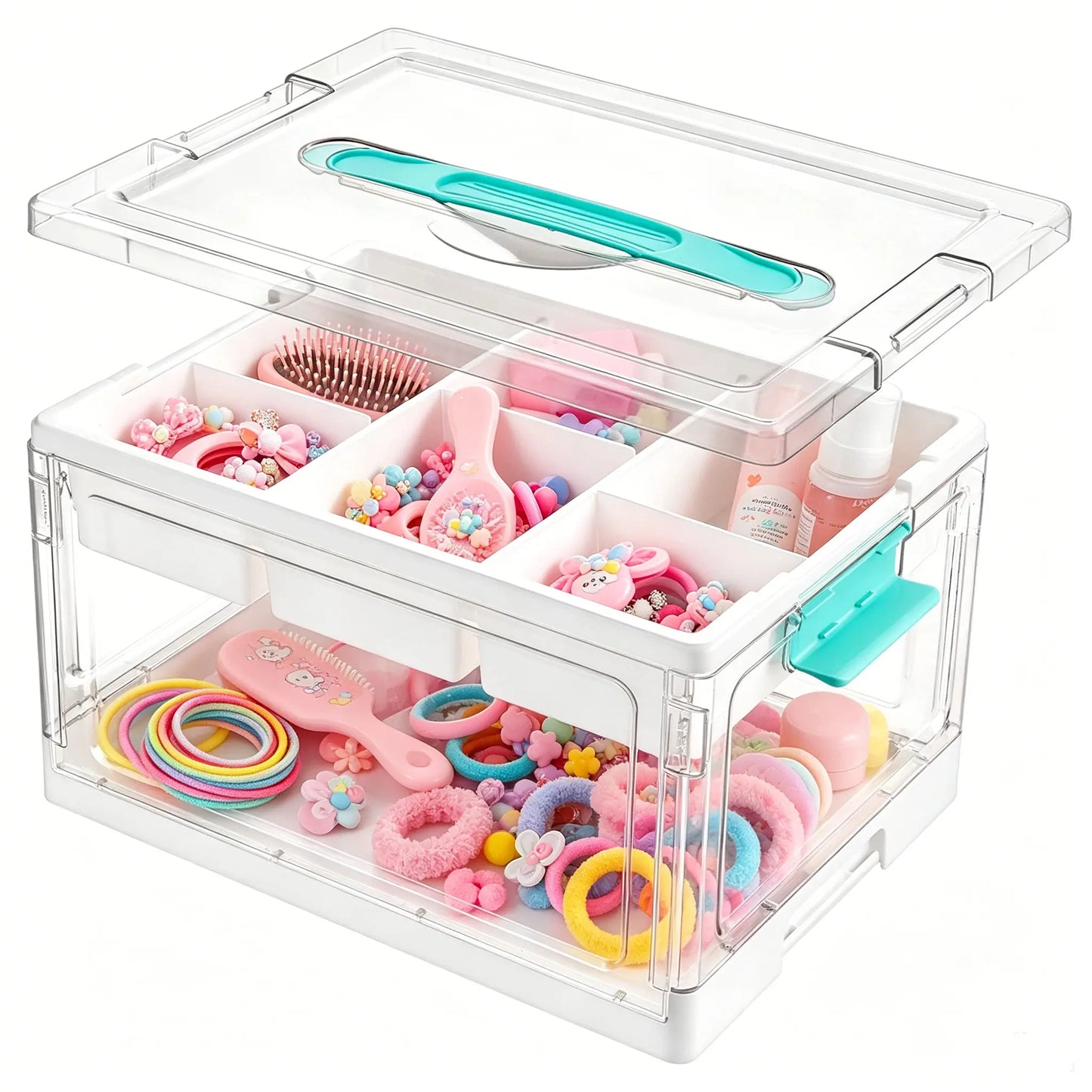 Vtopmart 2/4‑Pack 24QT Clear Craft Storage Bin, Removable Trays & Adjustable Dividers, Dust‑Proof Art Supply Organizer for Preschool Back‑to‑School