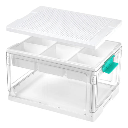 Vtopmart 2/4‑Pack 24QT Clear Craft Storage Bin, Removable Trays & Adjustable Dividers, Dust‑Proof Art Supply Organizer for Preschool Back‑to‑School