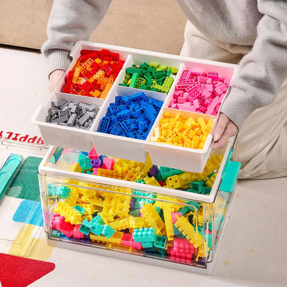 Vtopmart 2/4‑Pack 24QT Clear Craft Storage Bin, Removable Trays & Adjustable Dividers, Dust‑Proof Art Supply Organizer for Preschool Back‑to‑School