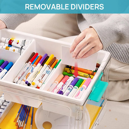Vtopmart 2/4‑Pack 24QT Clear Craft Storage Bin, Removable Trays & Adjustable Dividers, Dust‑Proof Art Supply Organizer for Preschool Back‑to‑School