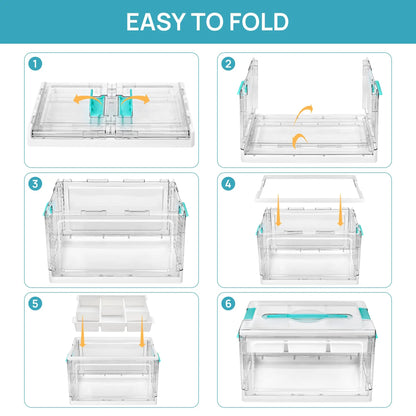 Vtopmart 2/4‑Pack 24QT Clear Craft Storage Bin, Removable Trays & Adjustable Dividers, Dust‑Proof Art Supply Organizer for Preschool Back‑to‑School