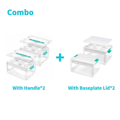 Vtopmart 2/4‑Pack 24QT Clear Craft Storage Bin, Removable Trays & Adjustable Dividers, Dust‑Proof Art Supply Organizer for Preschool Back‑to‑School